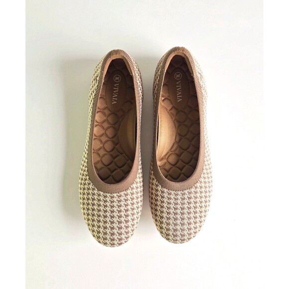 Vivaia Shoes - VIVAIA Women's Beige Houndstooth Ballet Flats